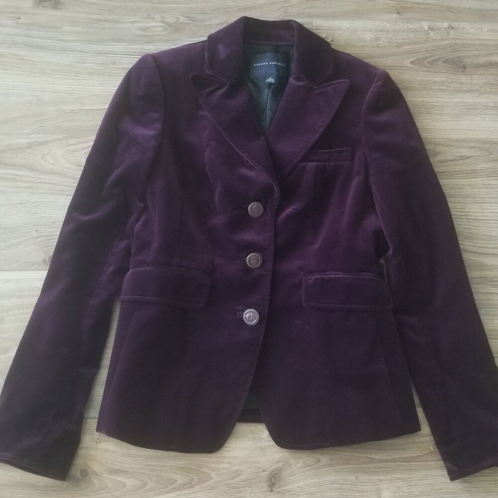 BANANA REPUBLIC EGGPLANT COLOR VELVET BLAZER SIZE 0